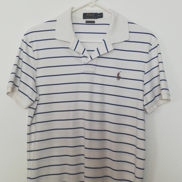 SOLD Polo Ralph Lauren Pima Soft Touch Striped Polo Shirt Men's Size M - Picture 2 of 6